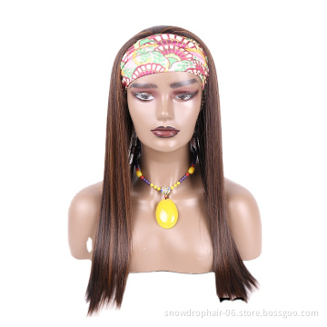 Julianna Brazilian Blonde Bangs Straight Bob Kinky Synthetic Curly Wig With Headband Afro Wig